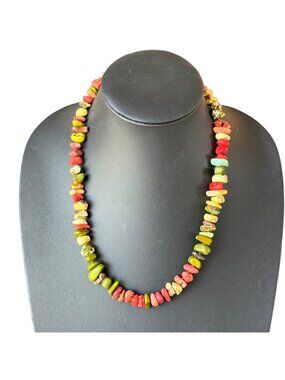Vintage Necklace Colorful Fruit Salad Chunky Stones Tutti Fruitti 22 inches